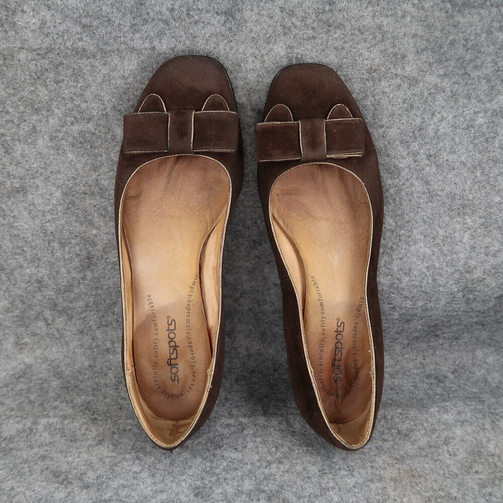 Softspots Shoes Womens 7.5 Loafer Pumps Low Heel Slip On Brown Closed Toe Bow - Picture 7 of 12